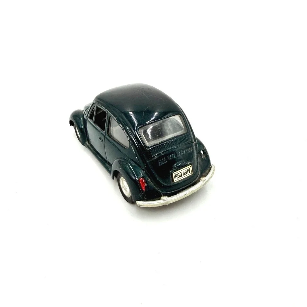 Vintage Volkswagen Beetle Diecast Toy Car Dark Green HGQ 591V Pull‎ Back